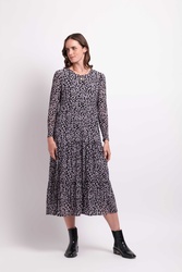 Long Slv Tiered Hem Dress