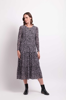 Long Slv Tiered Hem Dress