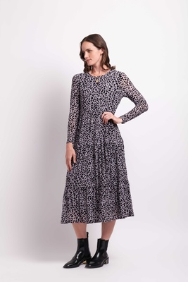 Long Slv Tiered Hem Dress