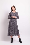 Long Slv Tiered Hem Dress