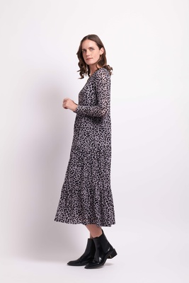 Long Slv Tiered Hem Dress