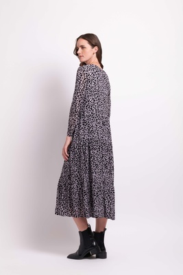 Long Slv Tiered Hem Dress