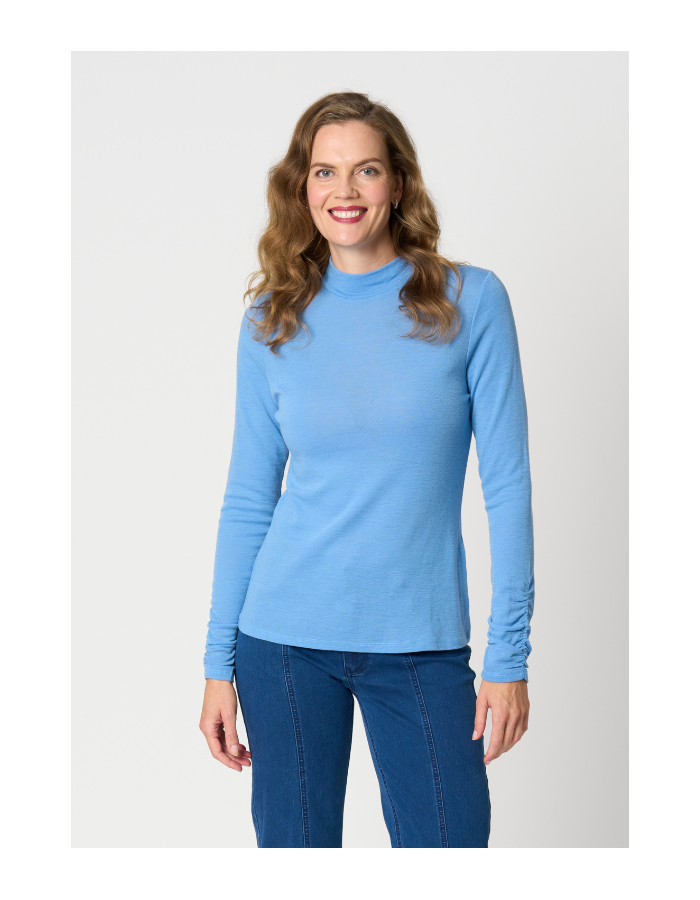 Foil Rouched Sleeve Top
