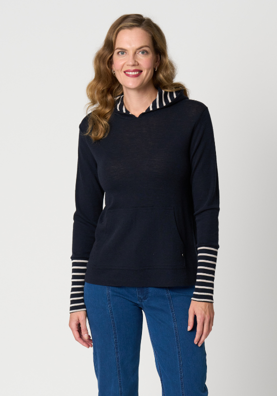Foil Contrast Trim Hooded Jumper