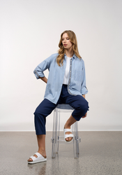 Mixed Media Striped Shirt