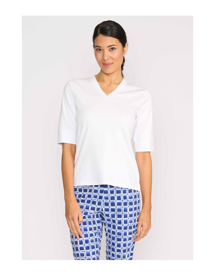 Foil Slim V Neck Top