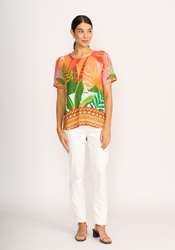 Pleat Back & Contrast Top