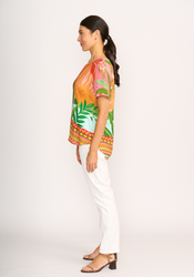 Pleat Back & Contrast Top