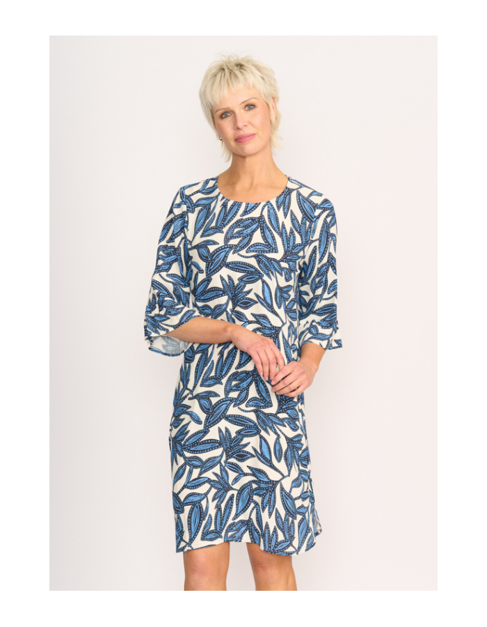 Foil Fluted Sleeve Shift Dress