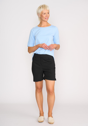 Wide Neck Elbow Slv Top