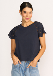 Broderie Sleeve T-Shirt