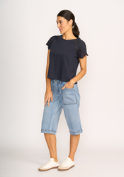 Broderie Sleeve T-Shirt