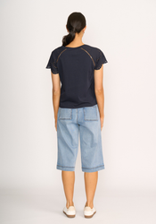 Broderie Sleeve T-Shirt