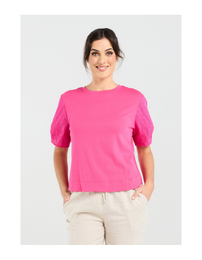 Blackstone Ariane Broderie Sleeve Tee