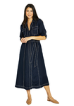 Contrast Stitch Tie Dress