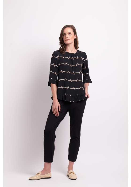 Foil Gathered Scoop Hem Top