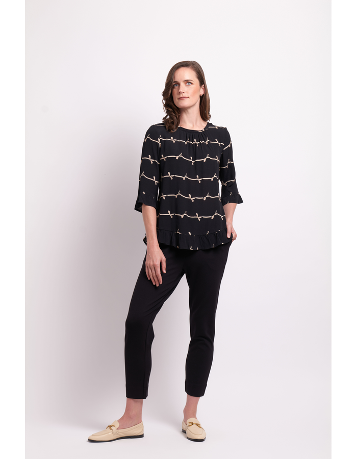 Foil Gathered Scoop Hem Top