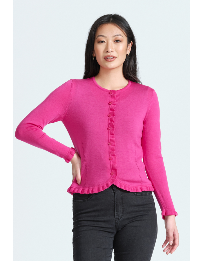 L/S FRILL TRIM CARDIGAN