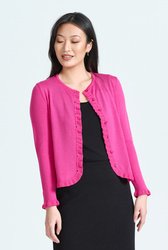L/S FRILL TRIM CARDIGAN