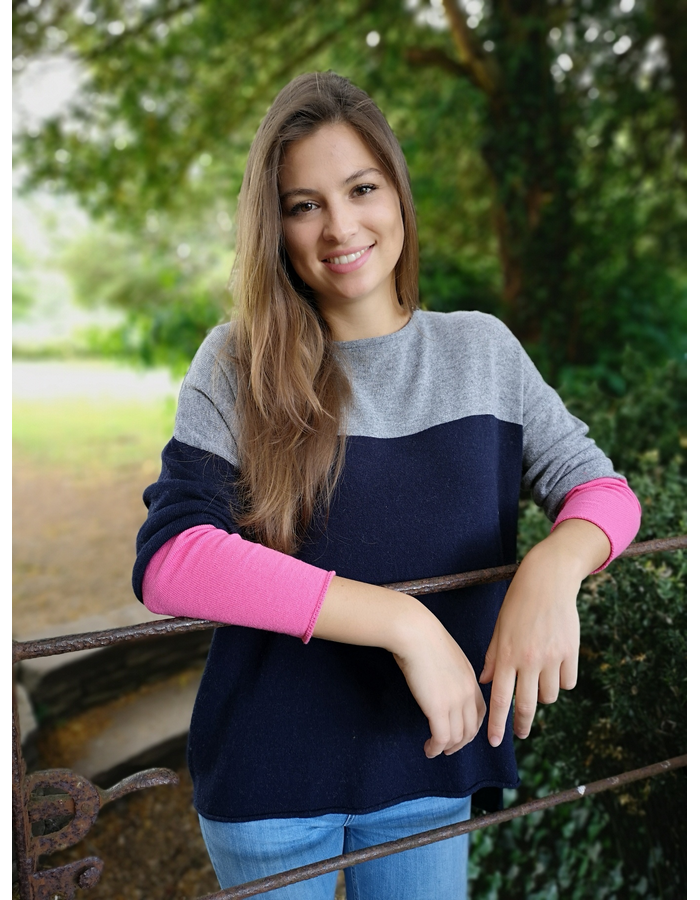 CASHMERE COLOUR BLOCK JUMPER