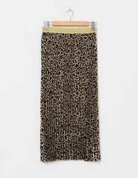 PLEATED LEOPARD SKIRT