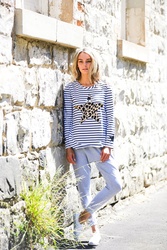 LEOPARD STAR STRIPE TE