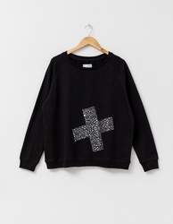 SILVER FOIL CROSS SWEATER