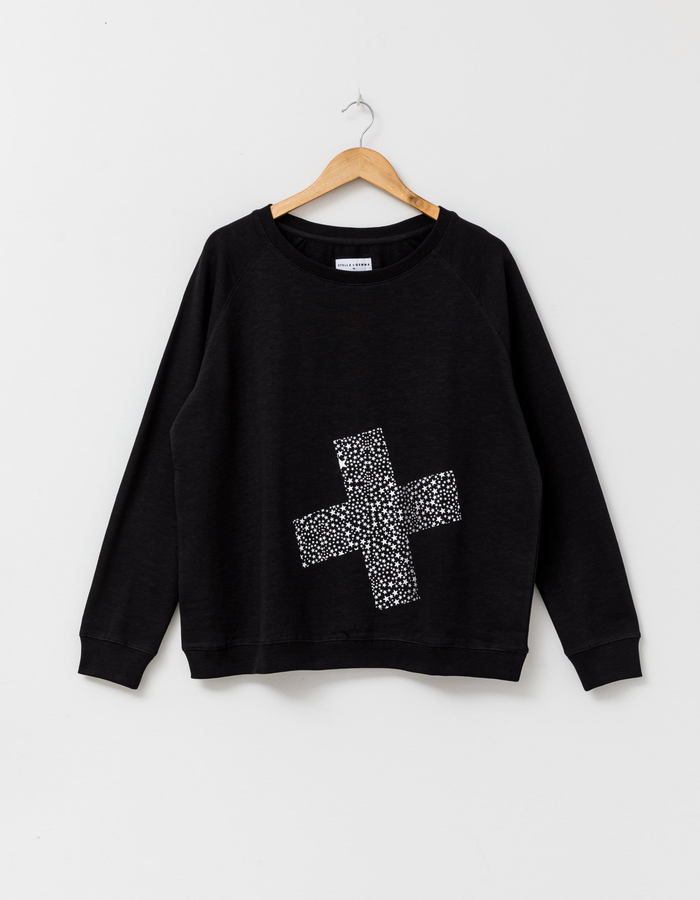 SILVER FOIL CROSS SWEATER