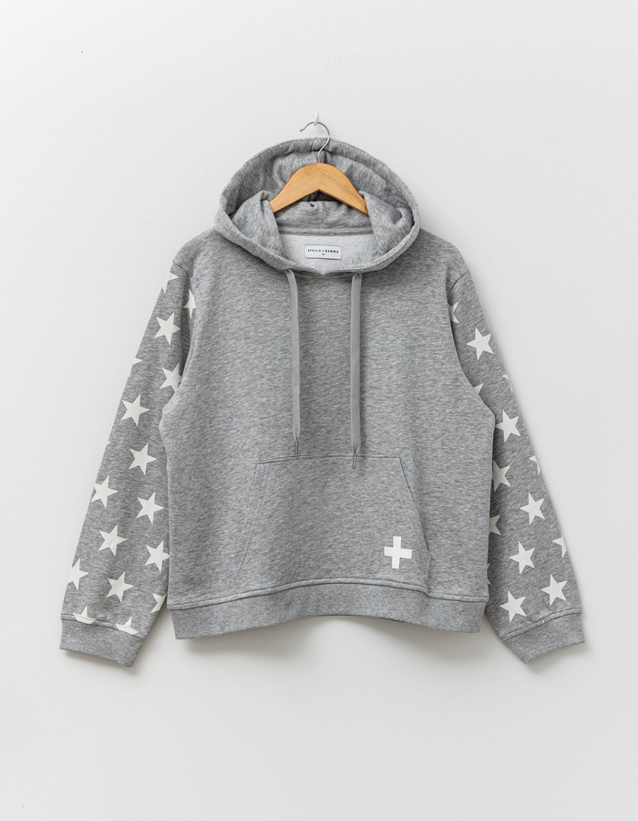 GREY WHITE STARS HOODIE
