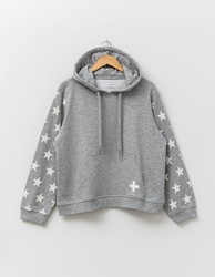 GREY WHITE STARS HOODIE